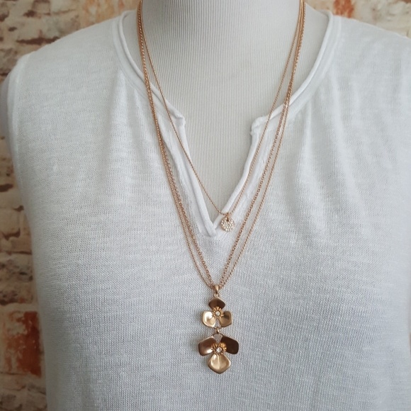 New Lucky Brand Flower Layered Statement Necklace - Picture 1 of 6